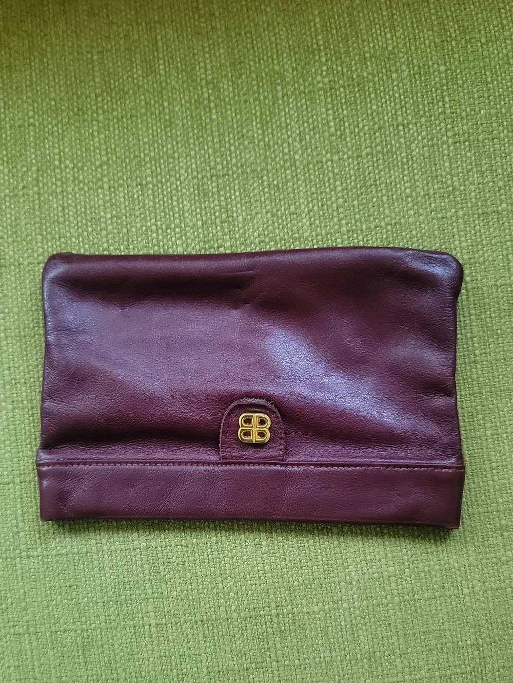 Vintage By BOSCA Leather  Clutch with Gold Accent